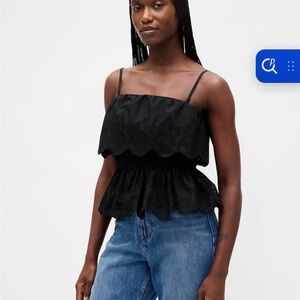 Poplin Eyelet Ruffle Top